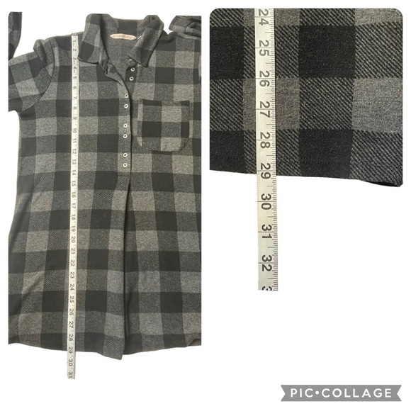 Soft Surroundings Mad About Plaid Gray Button Tunic Top - Sz S - Picture 15 of 16